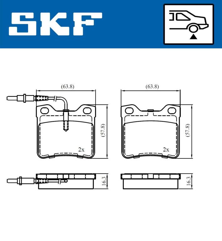 Jeu de 4 plaquettes de frein SKF ref. VKBP 91032 E